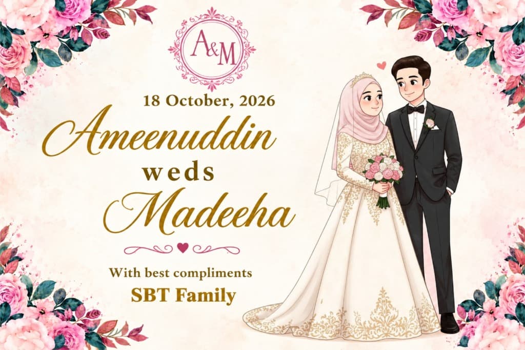 Madeeha Nikhat & Mohammed Ameenuddin Ashrafi Illustrated Wedding Artwork
